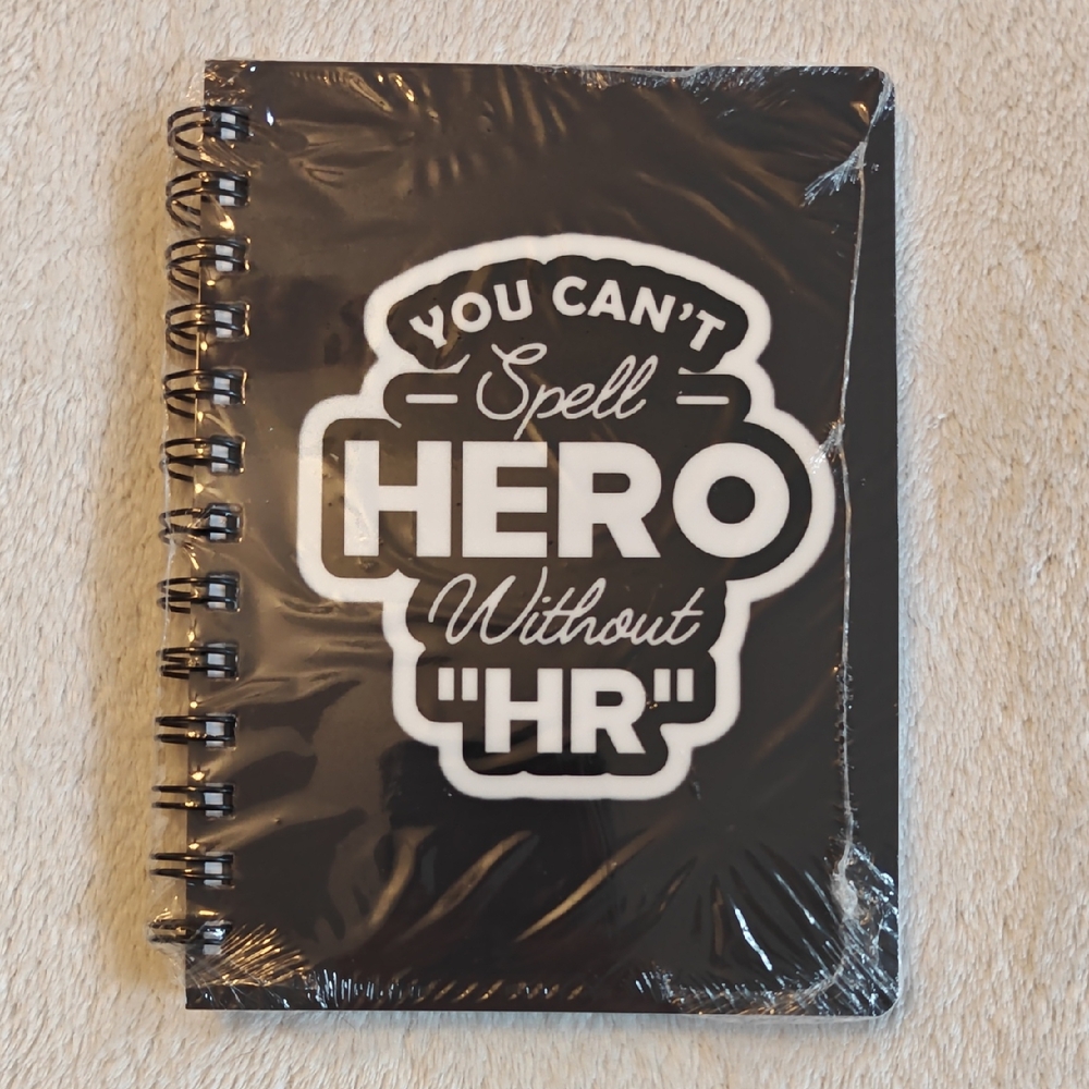 You Can't Spell Hero Without ""HR" Black Spiral Notebook